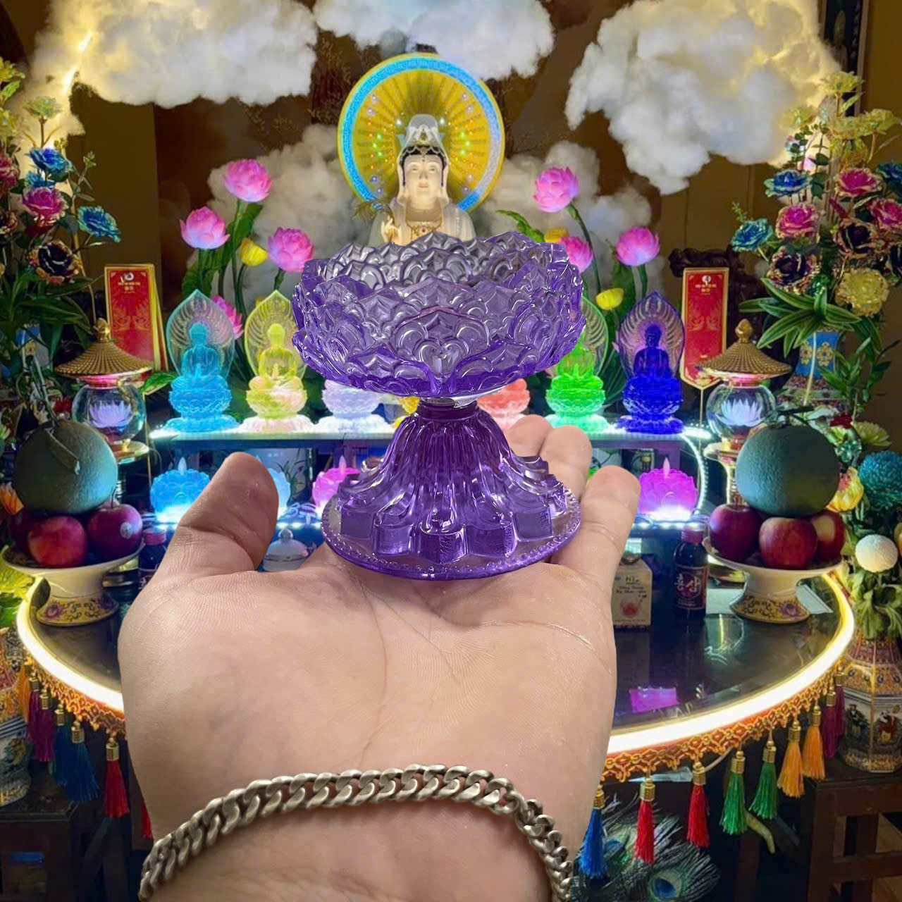 Đế Nến Ly Để Bàn Thờ Cúng Kích Thước 8*8*6