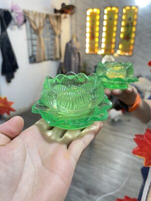 Đế nến hoa sen & lá sen poly bền đẹp, cao 4.5cm, lá 10.8cm. Trang trí bàn thờ, thiền định, tăng phong thủy, ánh nến lung linh.